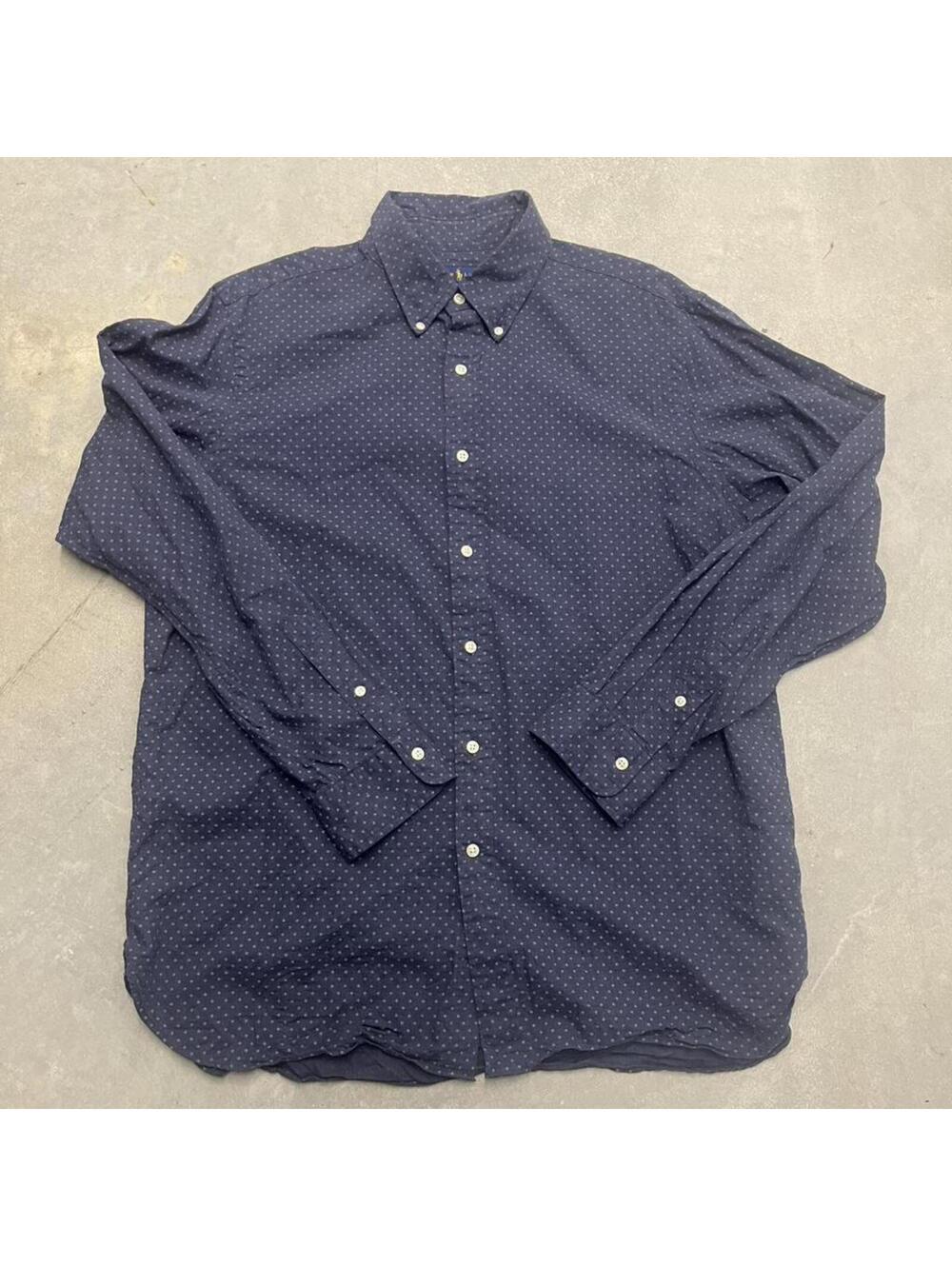 Ralph Lauren Button Down Shirt Mens XL Navy Pattern Casual Preppy Y2K